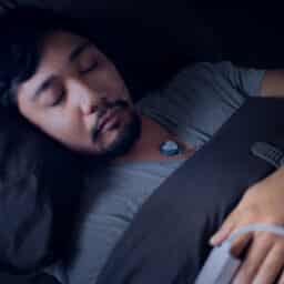 Man Wearing a Pulse Oximeter - At Home Sleep Study Test for Sleep Apnea